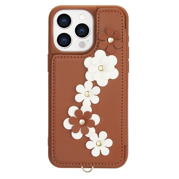 Case for iPhone 15 Pro Max Wallet Case with Card Holder & Strap - Floral Leather Design - Image 27