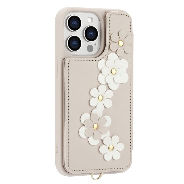 Case for iPhone 15 Pro Max Wallet Case with Card Holder & Strap - Floral Leather Design - Image 15