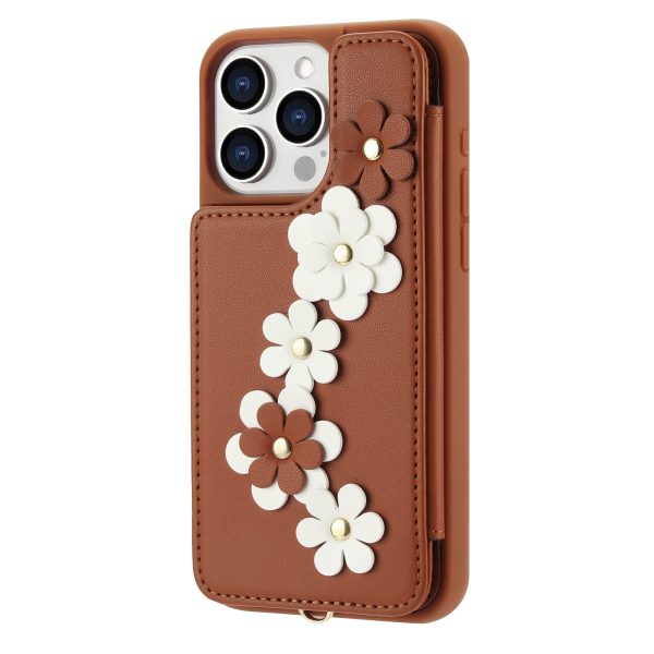 Case for iPhone 15 Pro Max Wallet Case with Card Holder & Strap - Floral Leather Design - Image 22