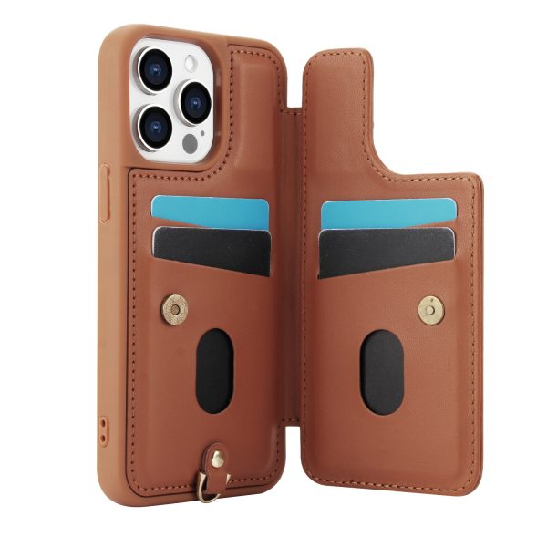 Case for iPhone 15 Pro Max Wallet Case with Card Holder & Strap - Floral Leather Design - Image 12